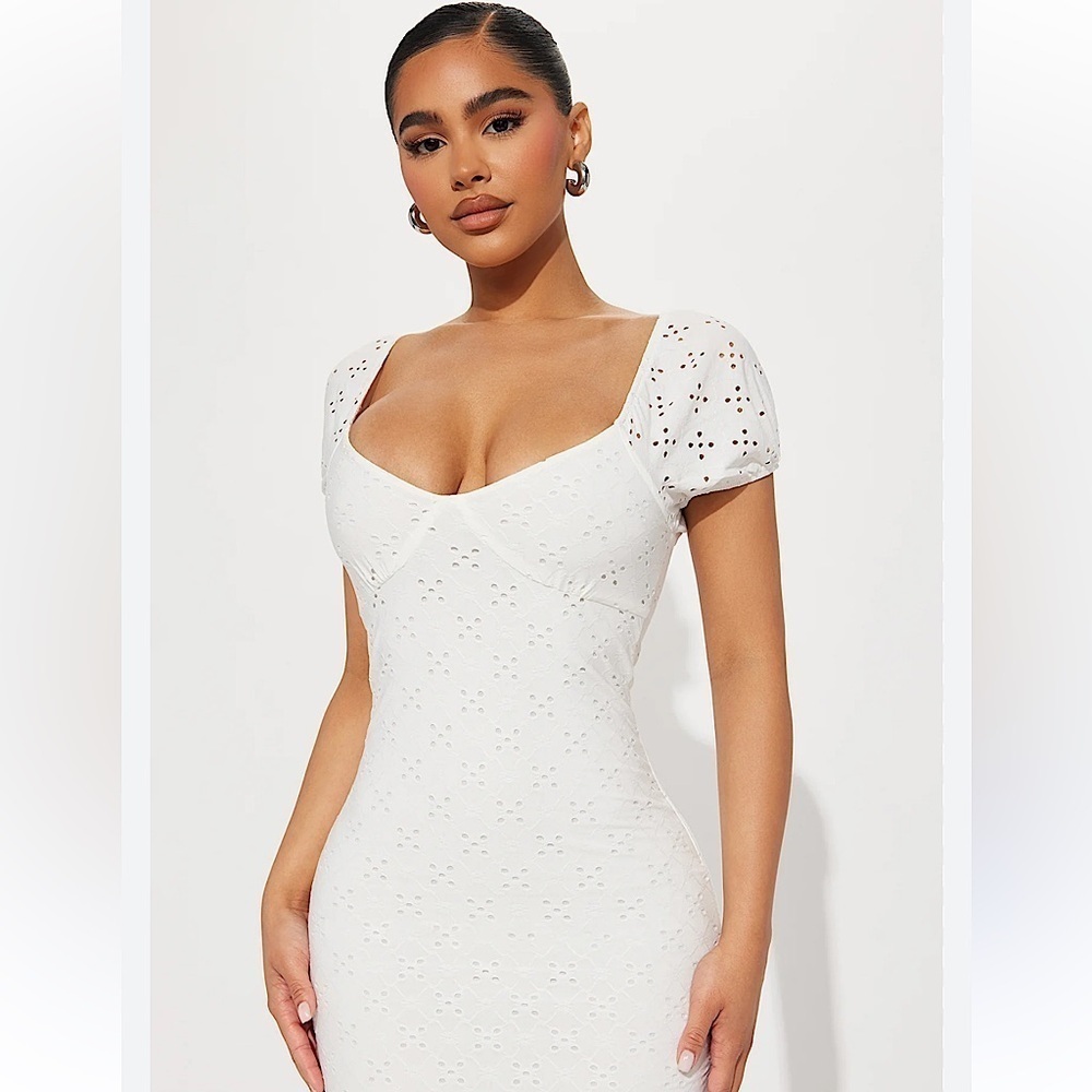Charlotte Russe Y2K Coquette mini Dress L Sweetheart Dainty Eyelet Square Neck